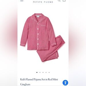 Petite Plume Kids Flannel Pajamas Set in Red Mini Gingham Size 2